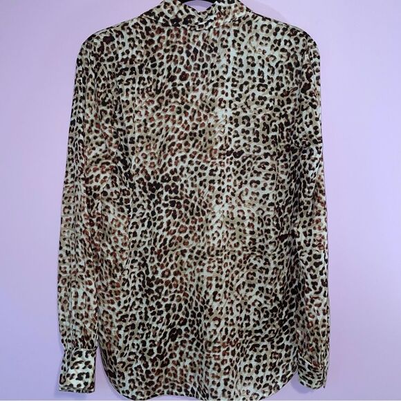 NEW Haute Hippie Tunic Top Sheer Leopard Print Chiffon Boho Modal Popover XS - Picture 2 of 10